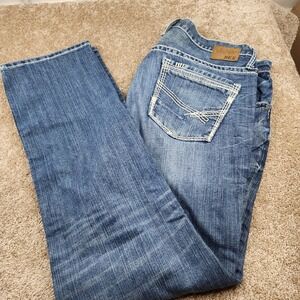 BKE Derek Straight Leg Mens Jeans Medium Wash Blue Denim 40L 40x34